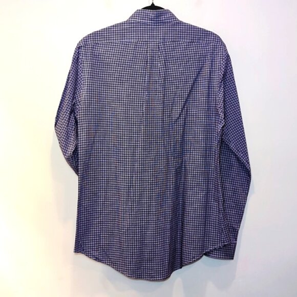 Ralph Lauren Custom Fit Button Down Dress Shirt Plaid Pleated Blue Label - Picture 6 of 9